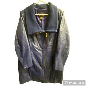 Iman Leather Moto Zip-Up Purple Coat Women's Large‎